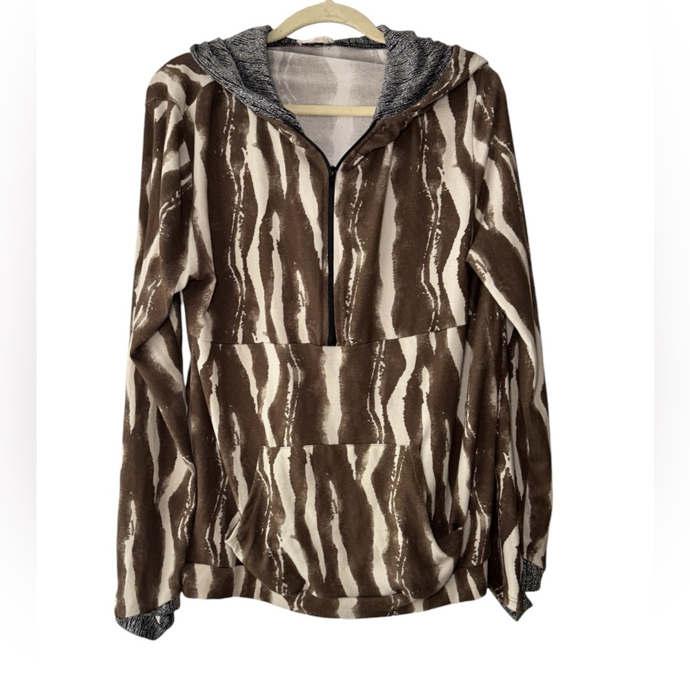 Blumin Print 3/4 Zip Pullover Hoodie Size L